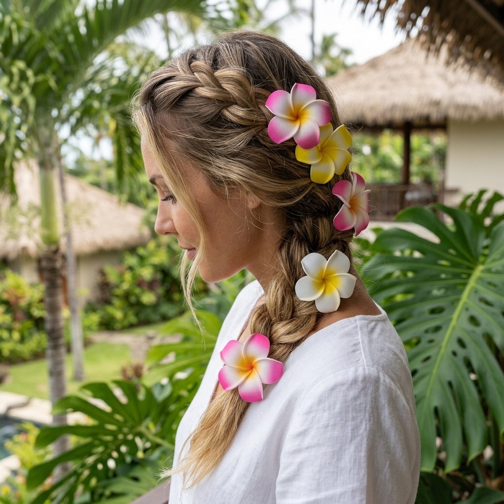 28Pack Plumeria Flower Hair Clips Assorted Color Hawaiian Style Hair Accessories