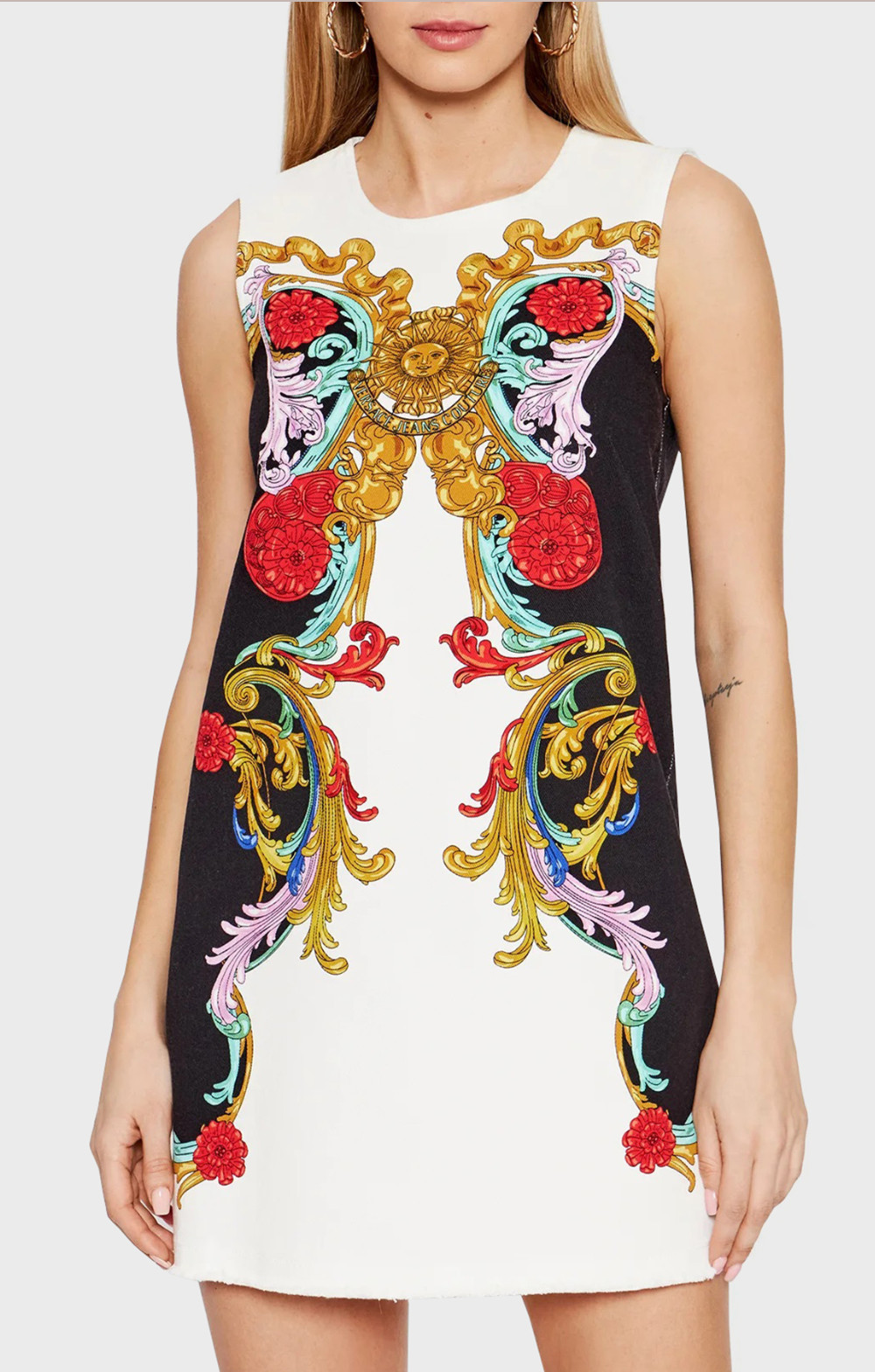 VERSACE JEANS COUTURE BULL PANEL SUN BAROQUE Denim Dress Denim Dress Mini Dress S
