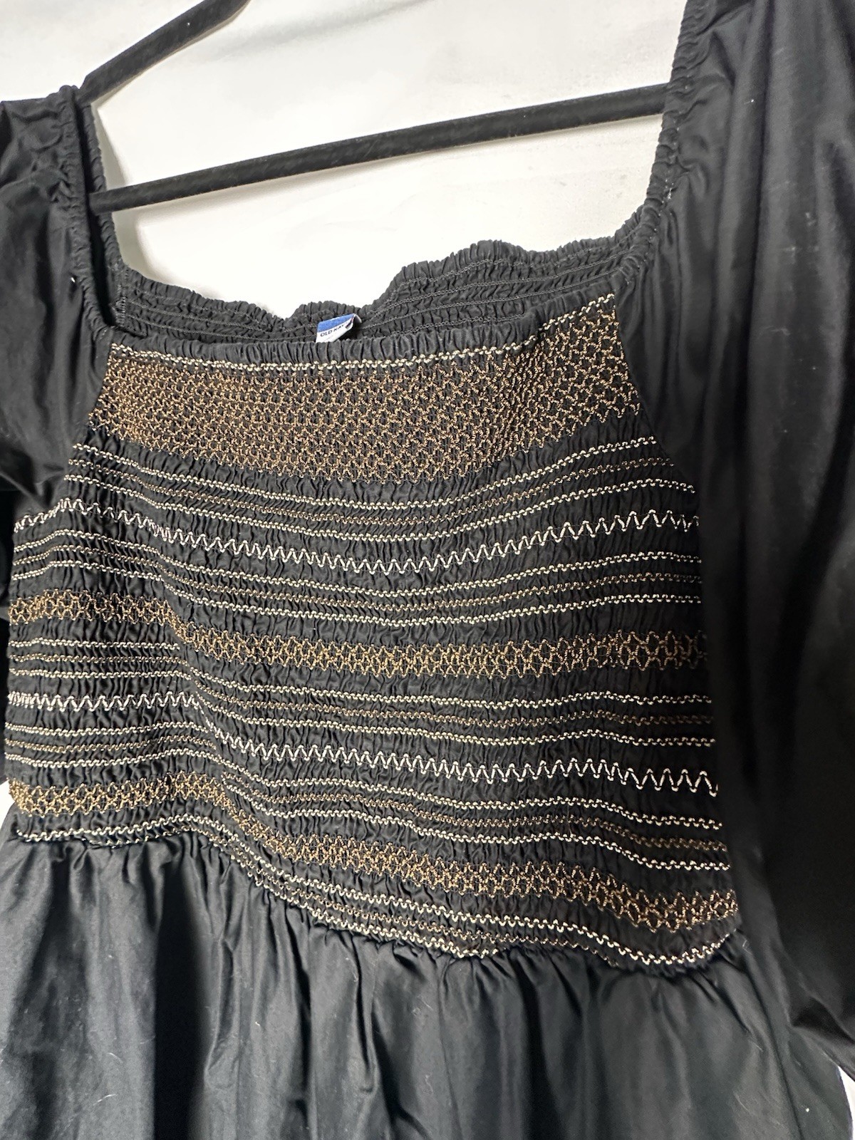 Old Navy Black Brown Smocked Fit Puff Sleeve Dress Size 2XL Preowned
