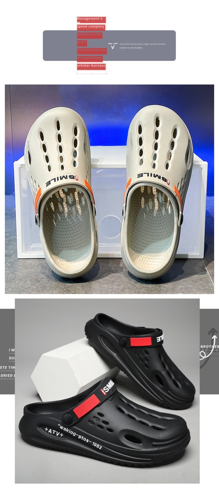 Men’s EVA Clogs Slip-On Sandals Non-Slip Lightweight Garden Shoes