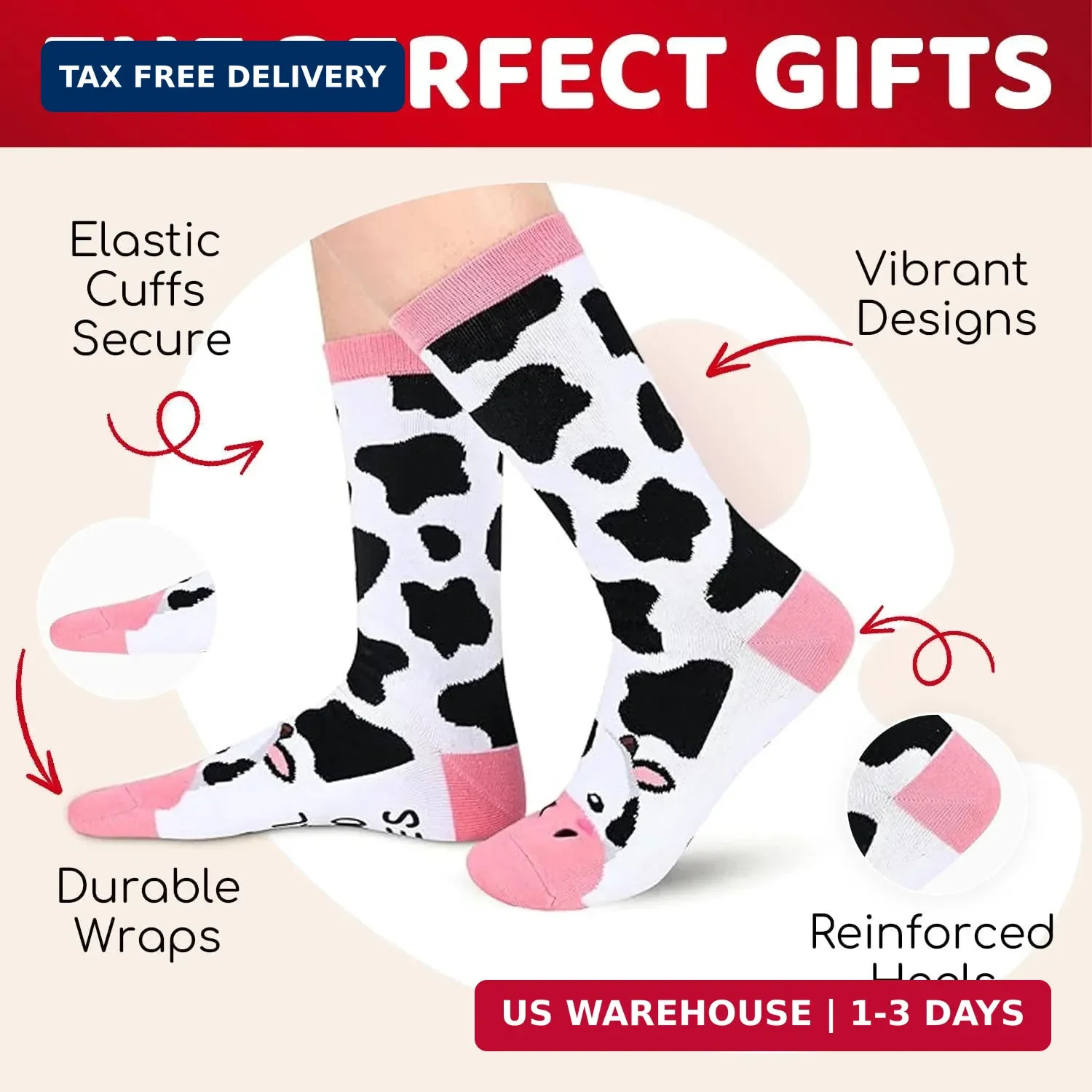 Zmart Funny Animal Socks for Women – Horse Cow Gifts, Pig Goat Duck Chicken Sock