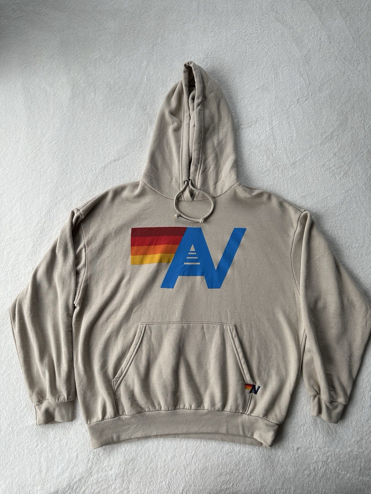 Aviator Nation Men’s Gray Pullover Hoodie Fleece Cotton Graphic Logo Pockets M