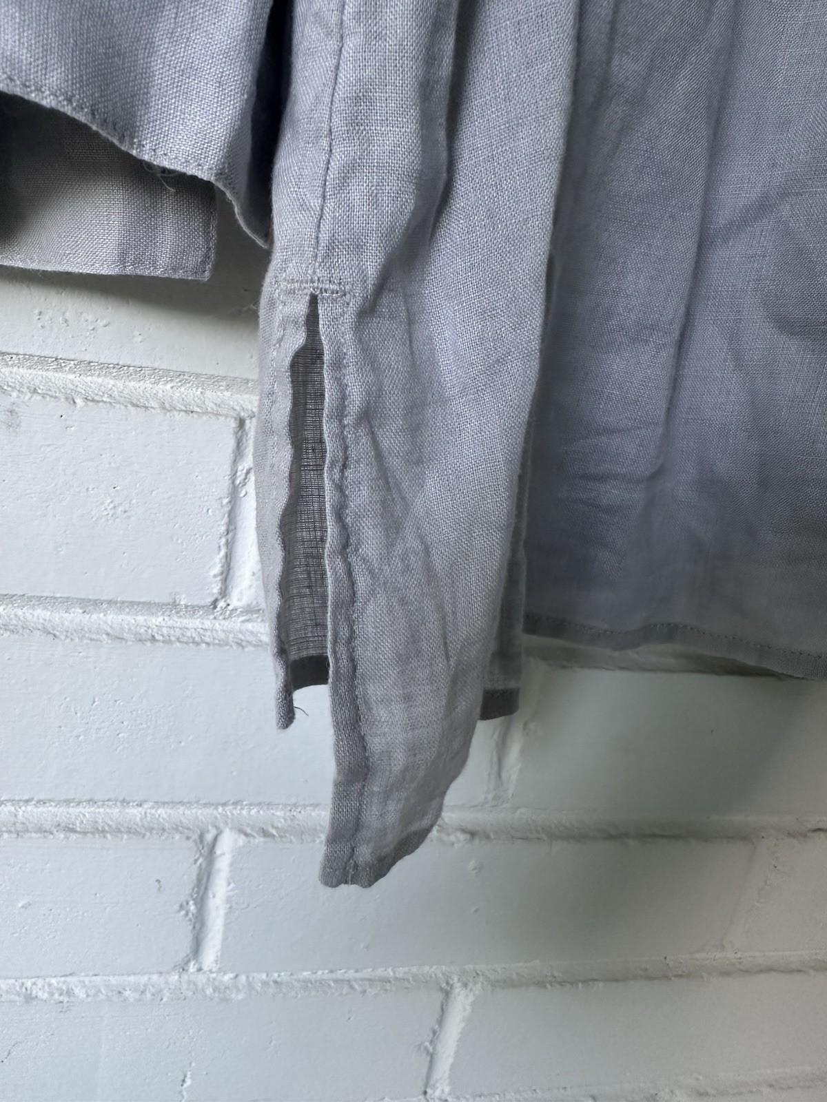 J. Jill Light Gray Button-Front Linen Blouse