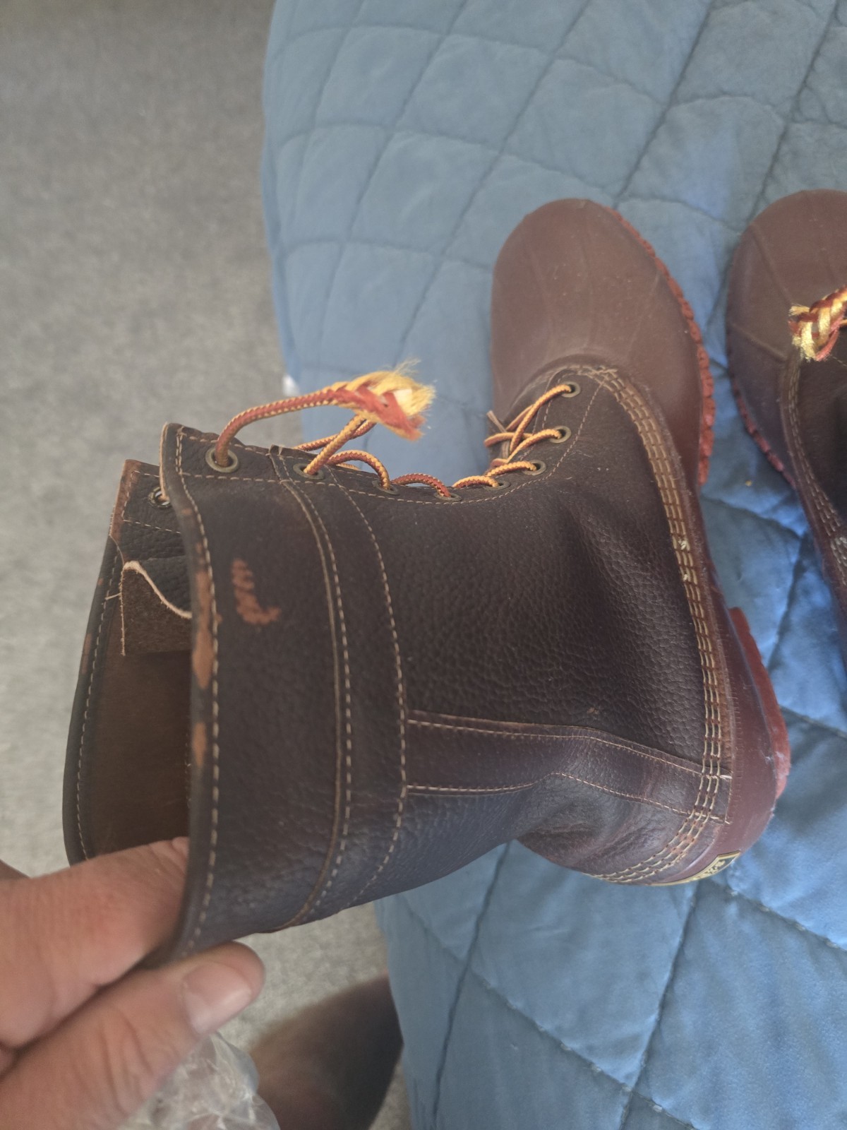 L.L.Bean Men’s Brown Leather/Rubber Lace-Up Duck Boots Mid-Calf US 11M USA