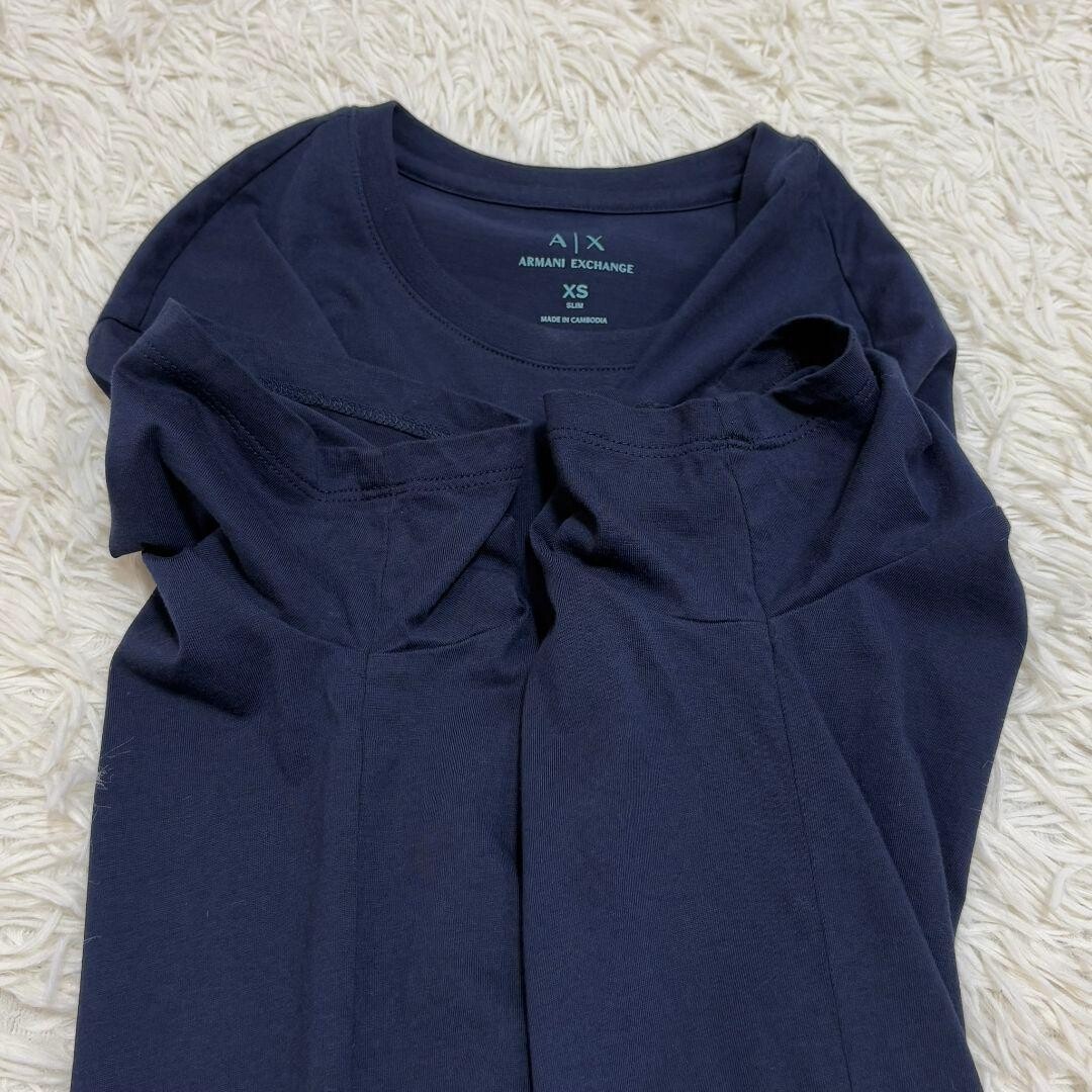 Armani Exchange AX Embossed Logo Navy T Shirt Unisex XS Cotton Crew Neck Auth