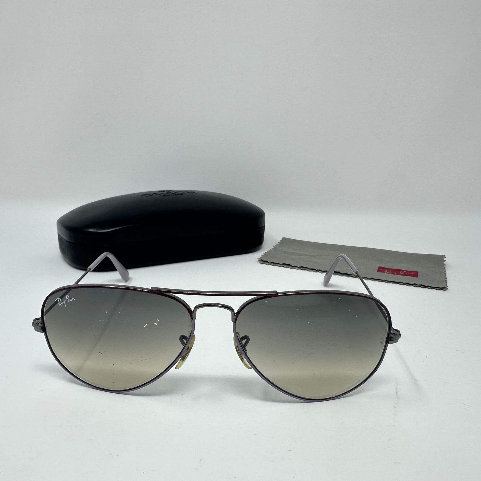 Ray-Ban Aviator Sunglasses Unisex Large Metal RB3025 Purple Frame Lens Scratches