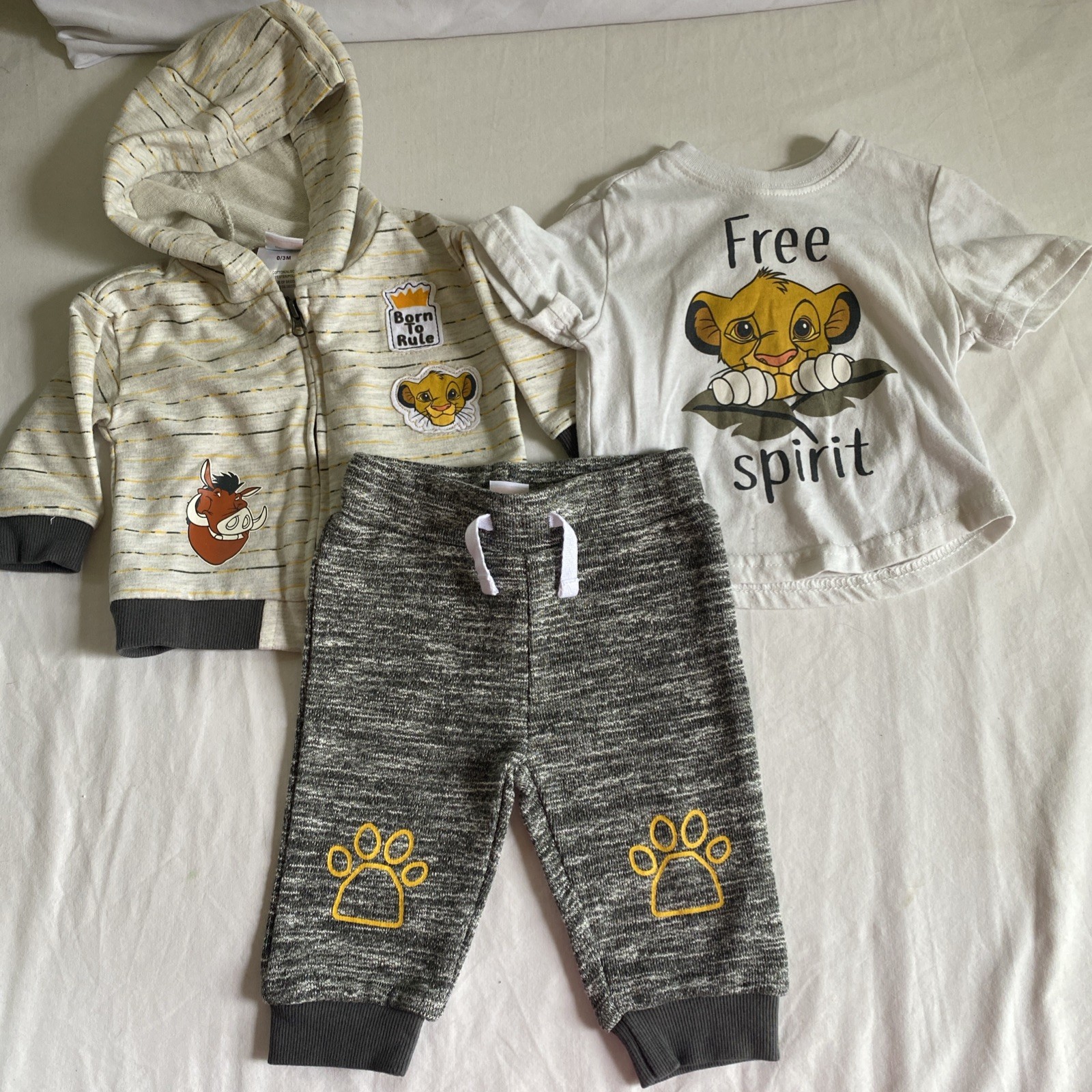 Lion King 3 Piece Pants Long Short Shirt Set Boys Girls Baby 0 / 3 Months