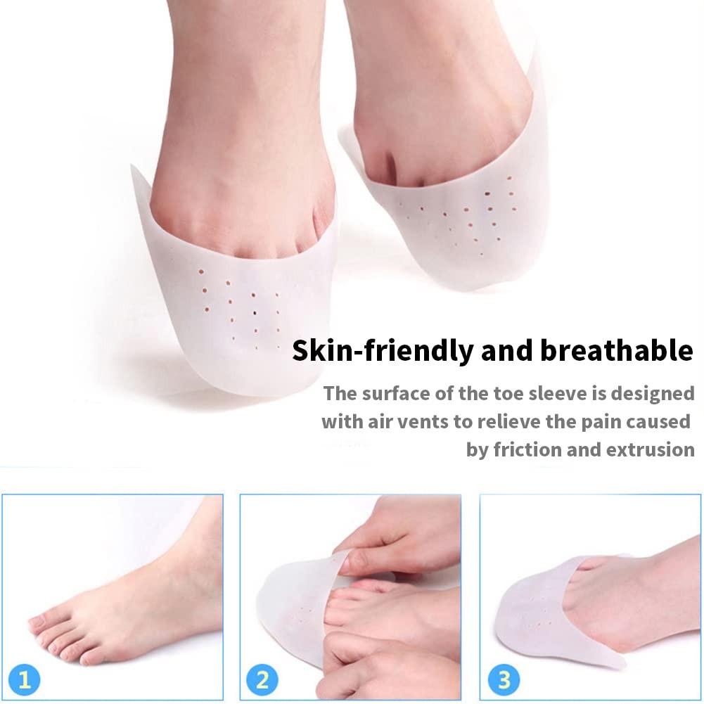 4-Pair Soft Gel Toe Pads for Pointe Shoes, Breathable Ballet Dance Protection…