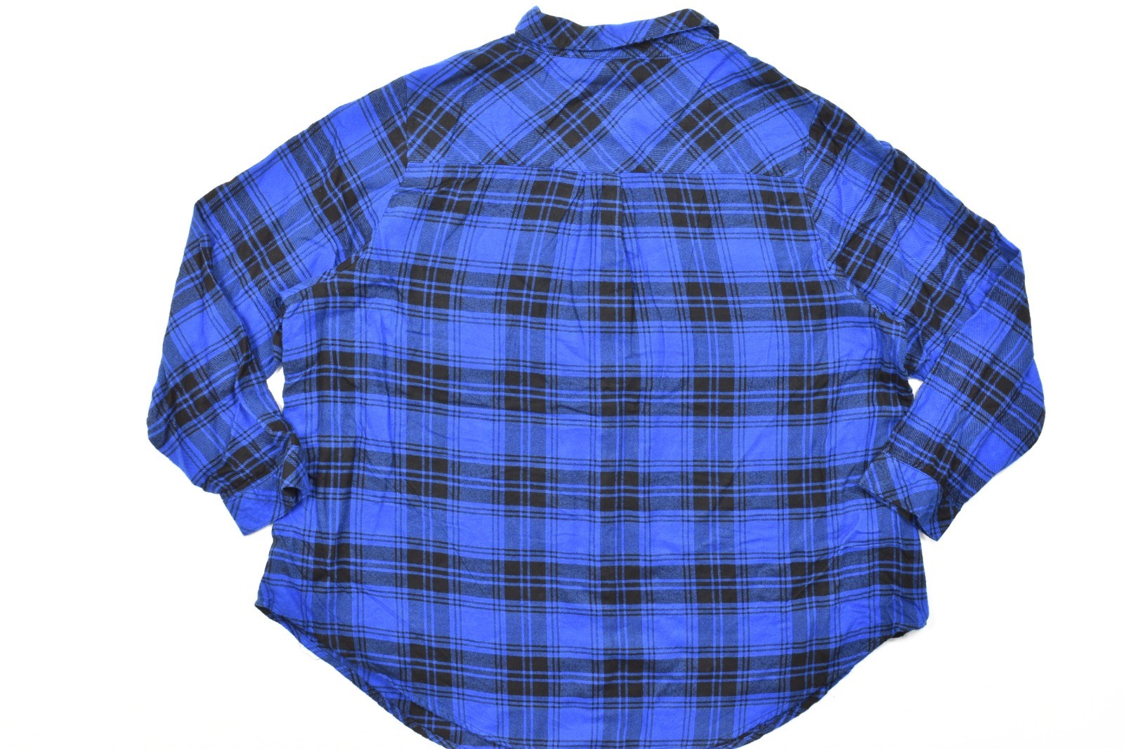 Torrid Plus Size 3 Blue Plaid Flannel Button Up Shirt Cage Strappy Shoulder