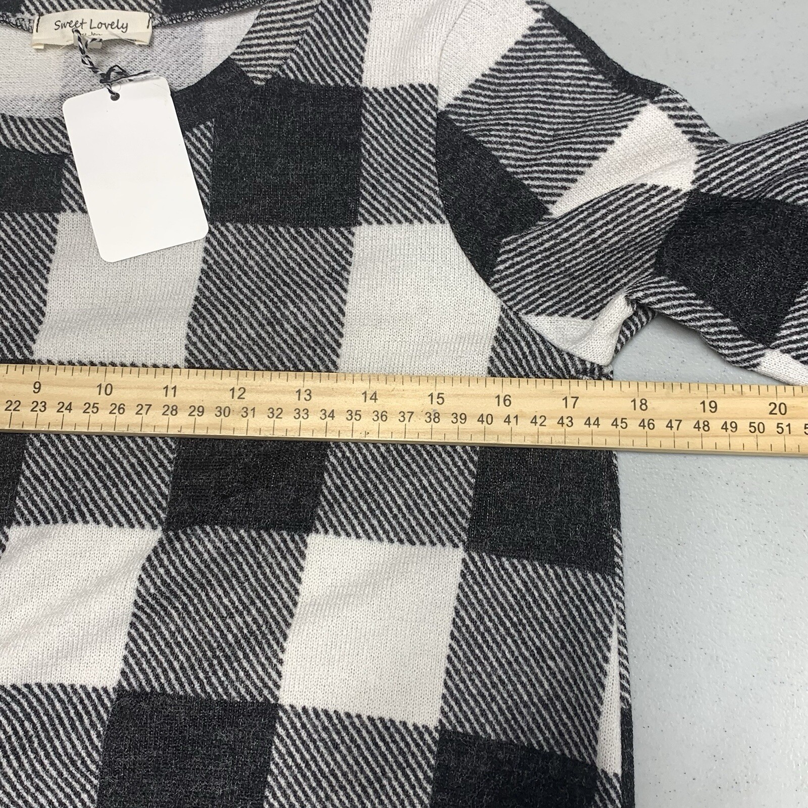 Sweet Lovely by Jen Pretty In Plaid Dress Black & White Size Small Long Sleeve