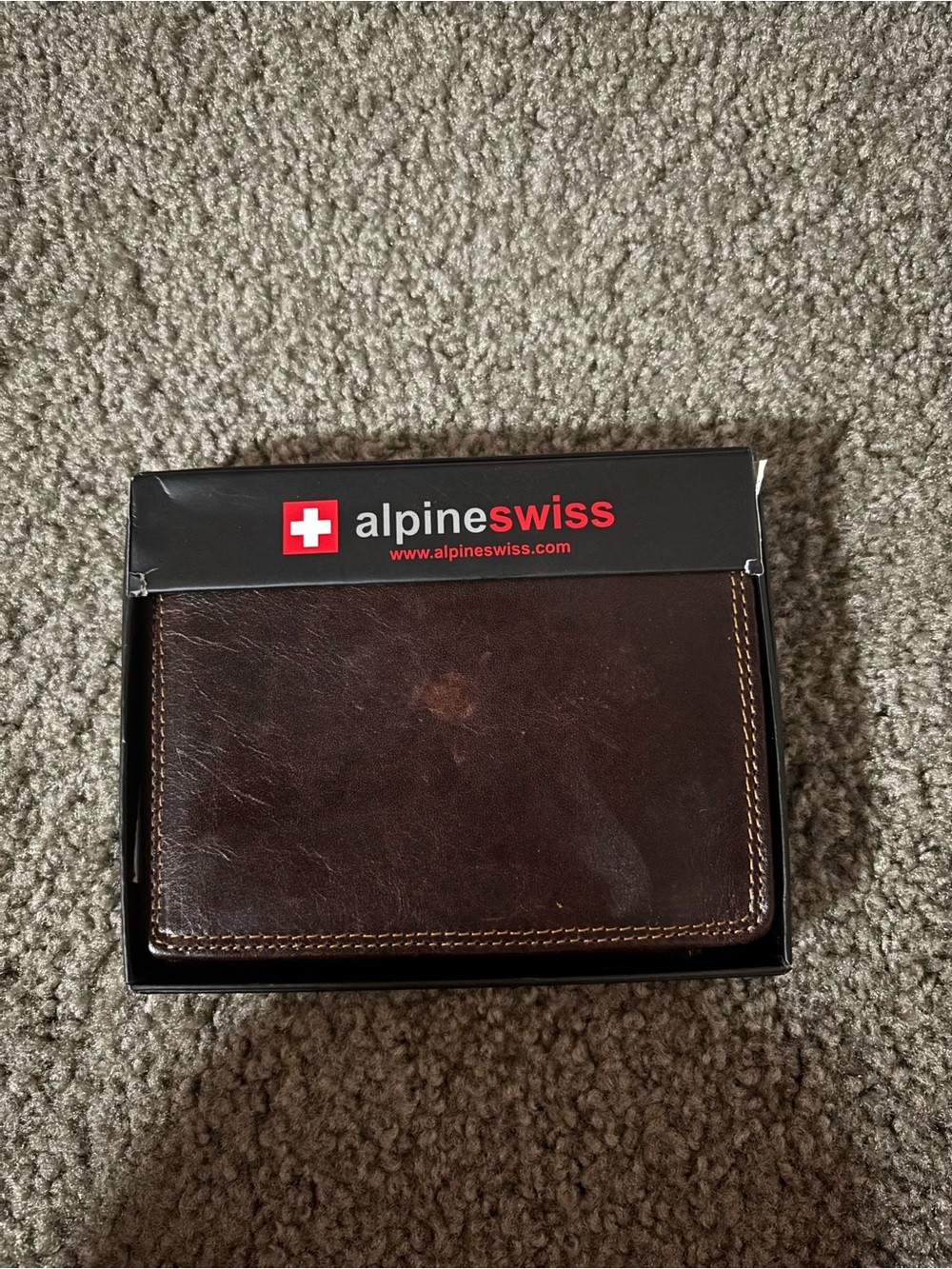 alpine swiss Brown Leather Mens Wallet Brand New