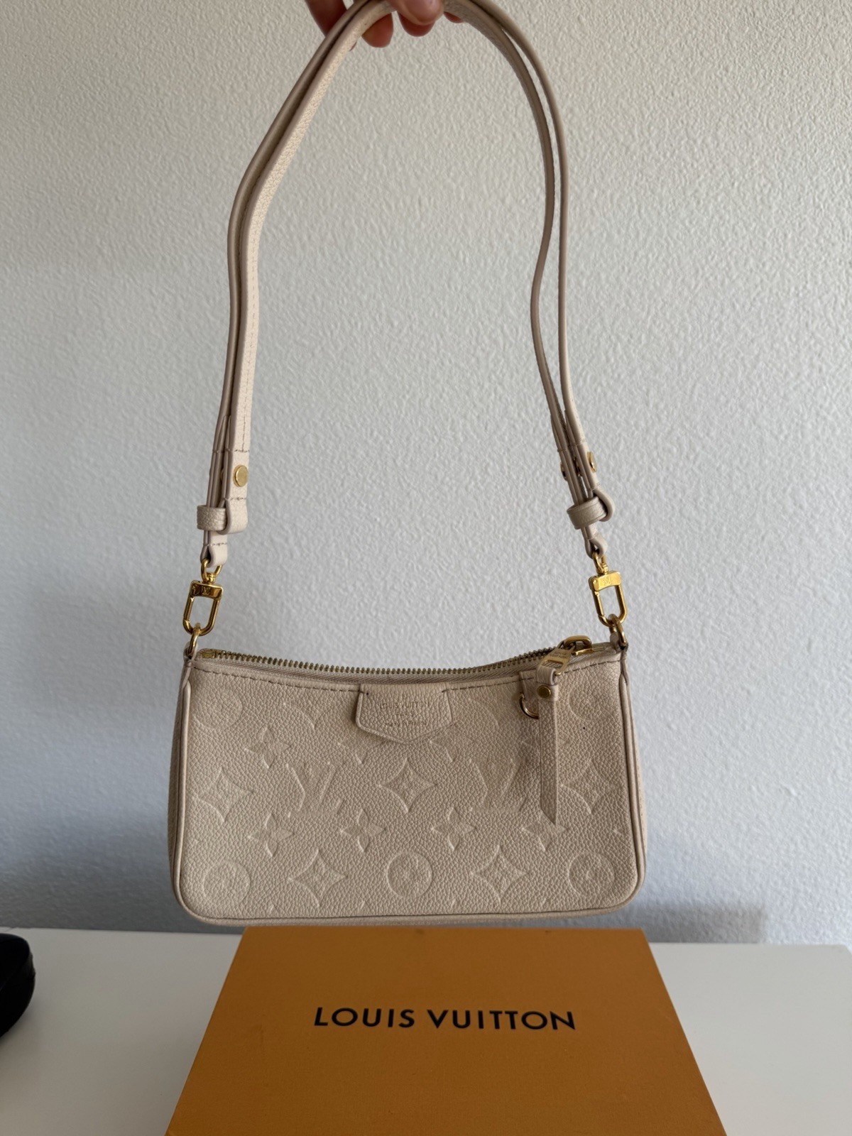 Louis Vuitton Easy Pouch on Strap Cream Leather Monogram Shoulder Mini Bag