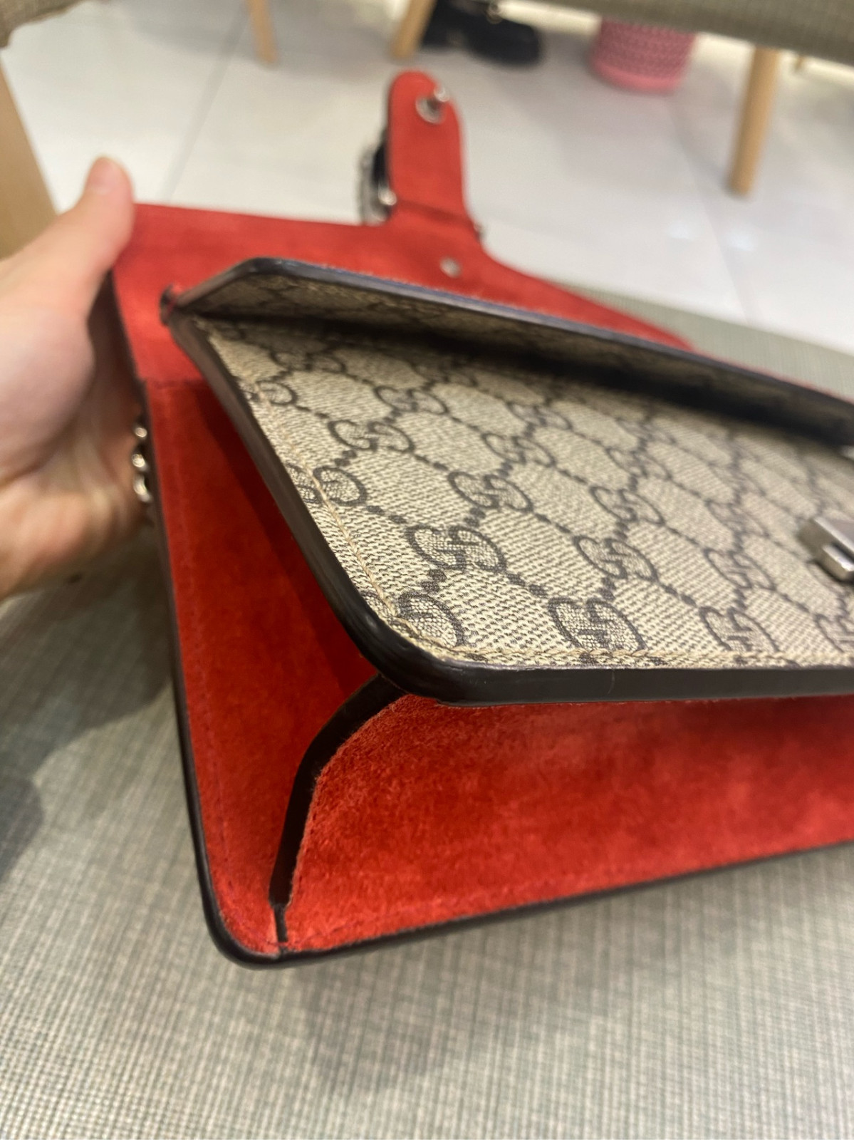 Authentic Gucci Dionysus Medium GG Supreme Canvas and Suede Shoulder Bag eBay AG