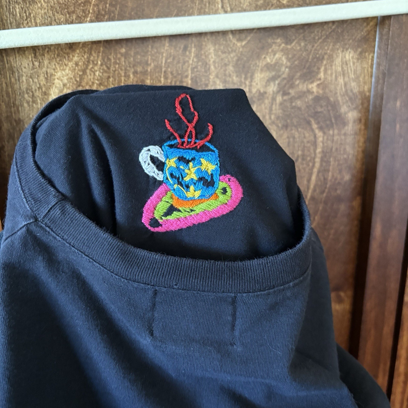 Vintage Swan Magic Hand Embroidered Long Sleeve Mug Design 100% Cotton Size M