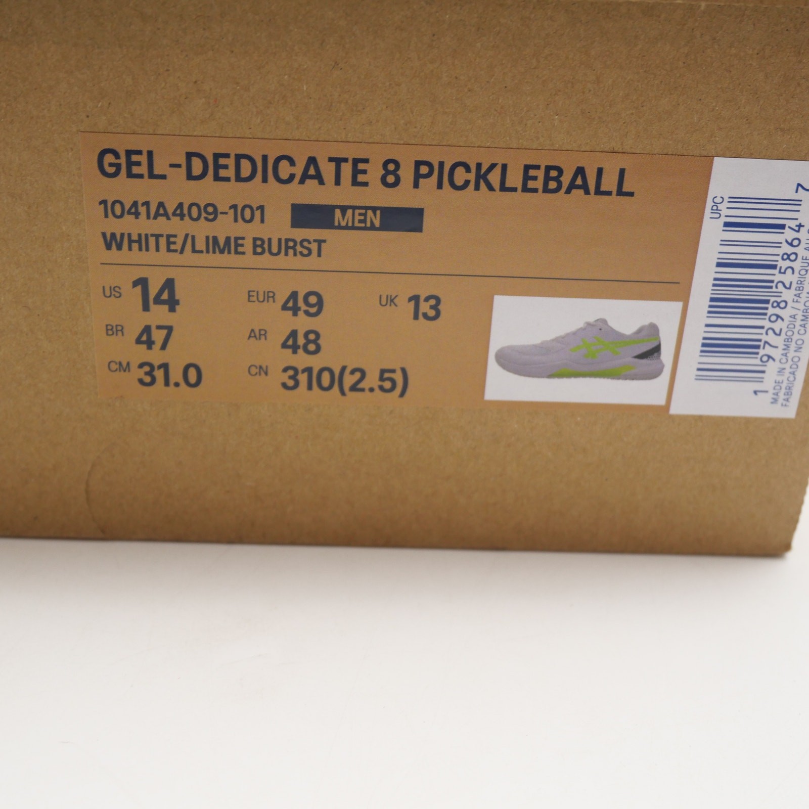NEW ASICS Men’s 14 Gel-Dedicate 8 Shoes Sneakers White Lime Pickleball Tennis
