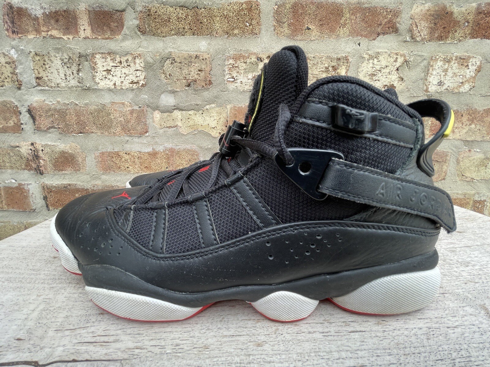 🔥 Nike Air Jordan 6 Rings • 322992-063 Black & Red Basketball Shoes Men Sz 8.5