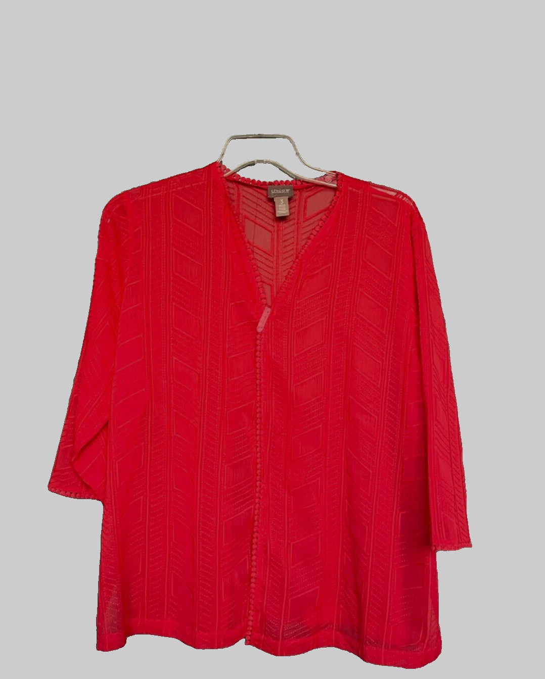 Chico’s Kimono Coral Open Front Lightweight Cover Up Jacket 3