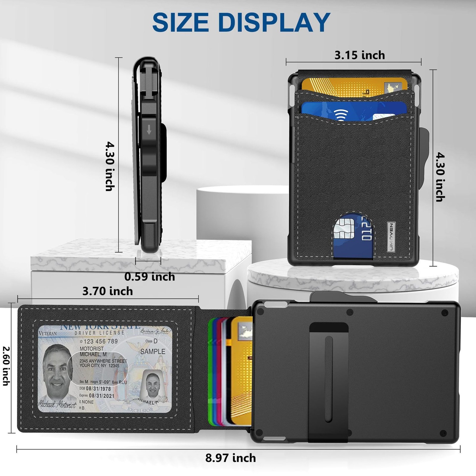 AirTag Wallet for Men – with Pop Up Aluminum Case Money Clip Slim Leather