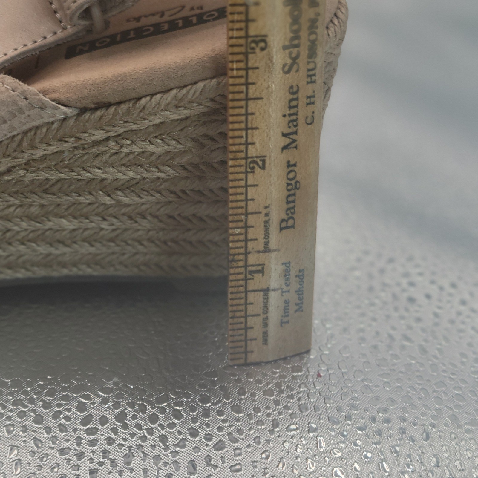 Clarks Lafley Krissy Sand Leather Espadrille Wedge Sandals Womens 7.5 M