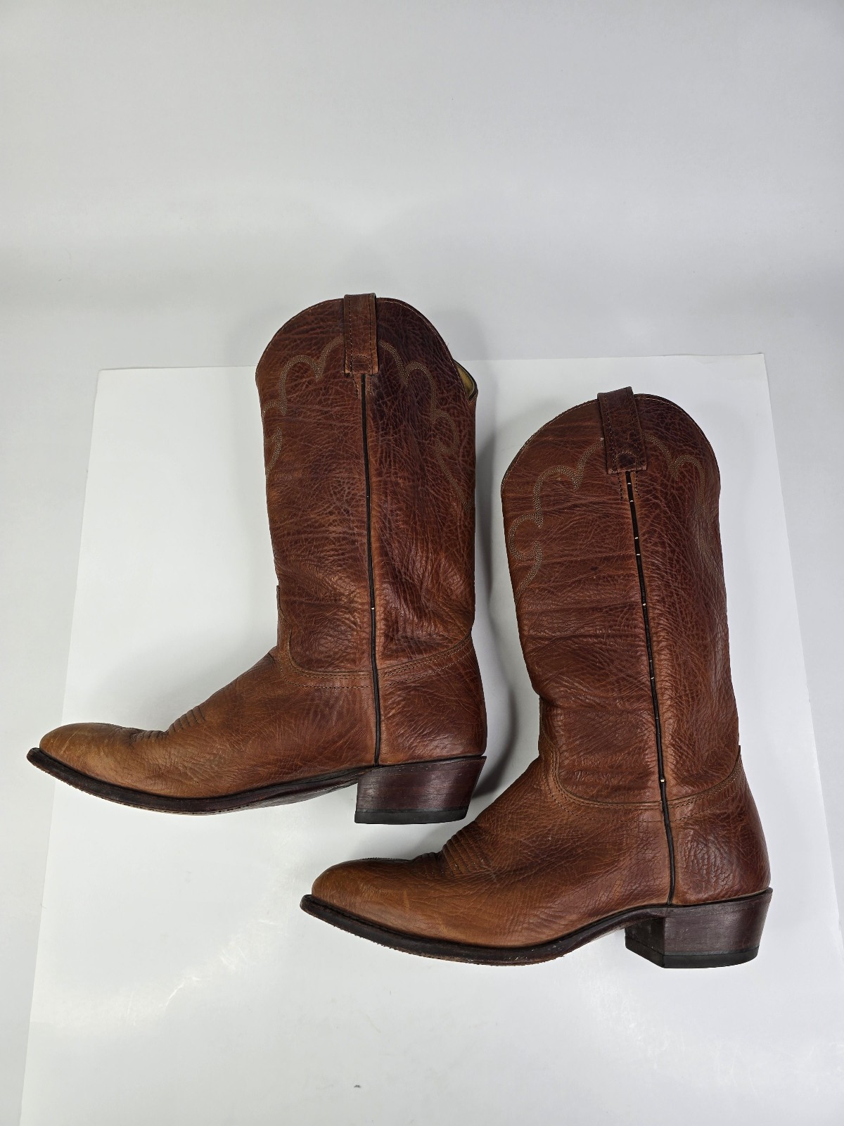 Vintage J Chisholm Cowboy Western Boots Mens Size 10 D Brown Leather 42784
