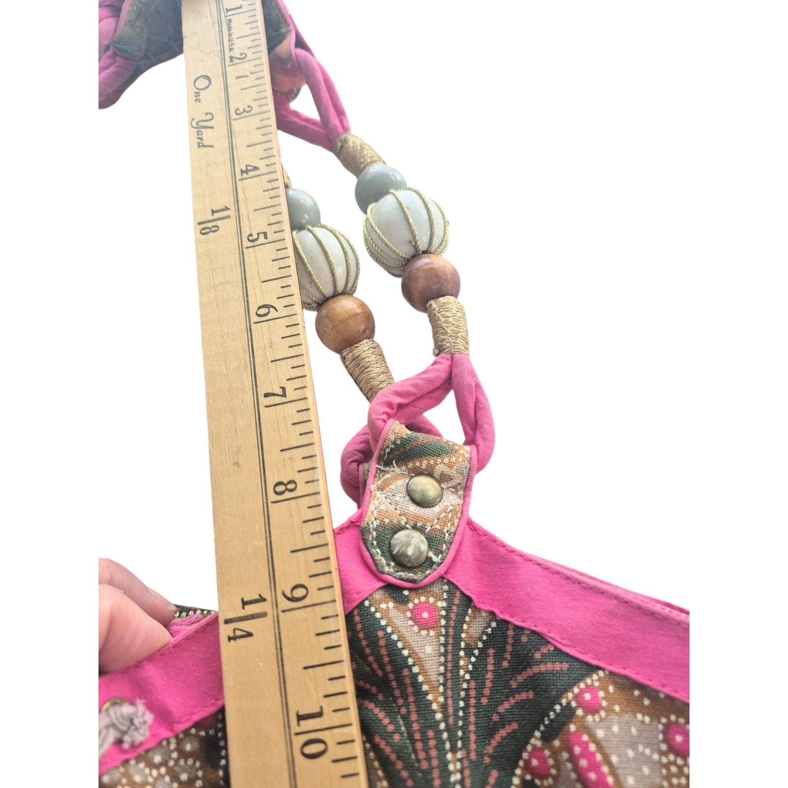 Accessorize Large Canvas Floral Embellished Bag Colorful Beaded Boho Beach
