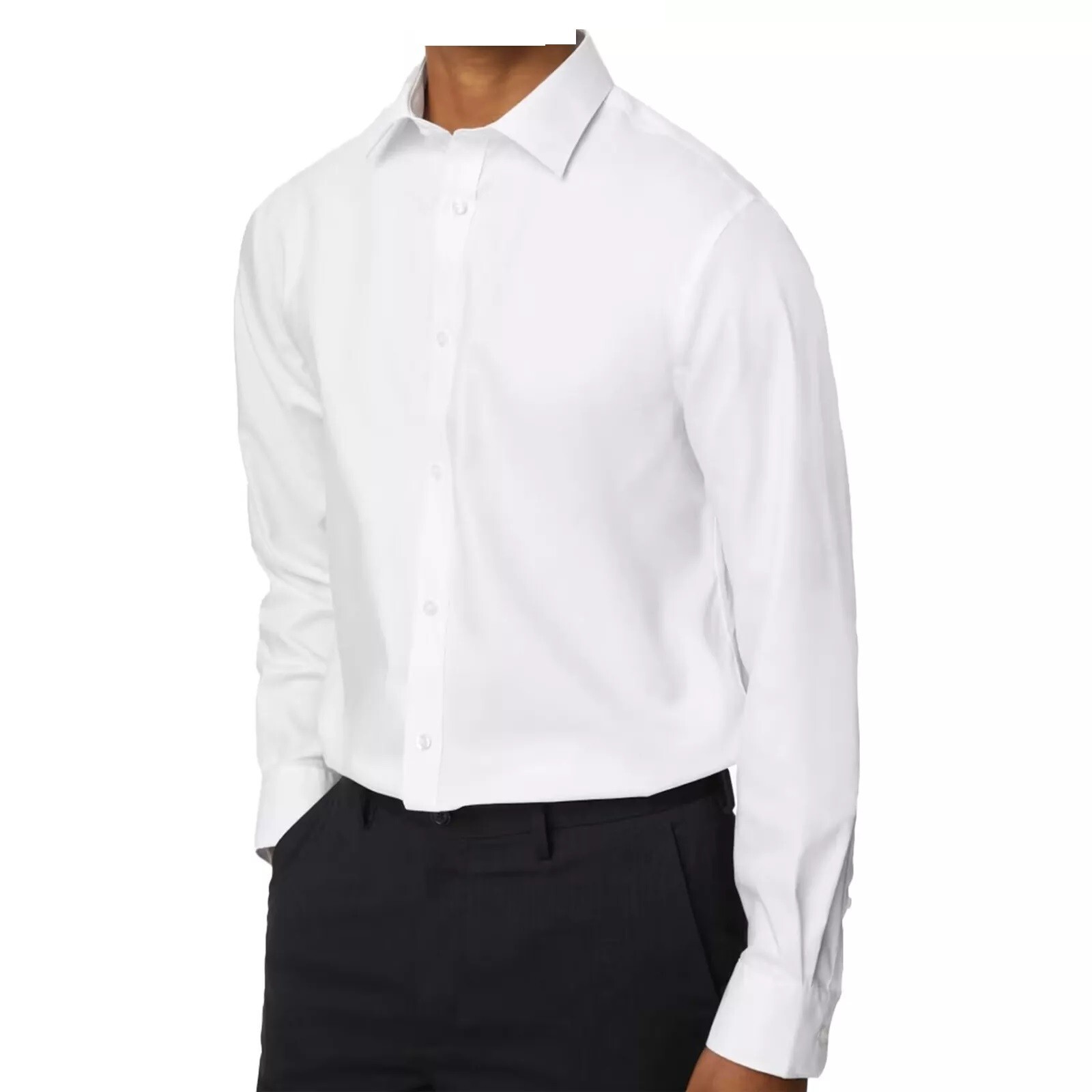 Ex M & S Mens Formal Long Sleeve Regular Fit White Shirt Work Sizes ~ S to XXXXL