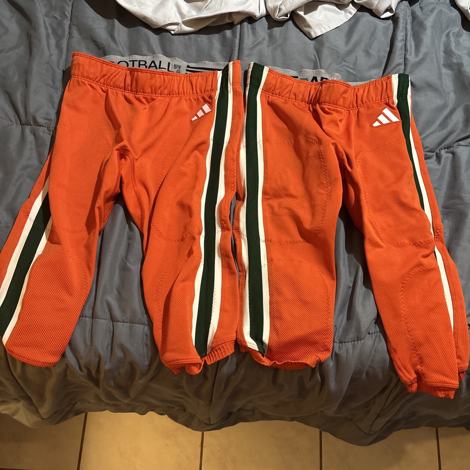 Miami Hurricanes 2025 Adidas Football Pants Men’s Orange Used XL 3 Pairs