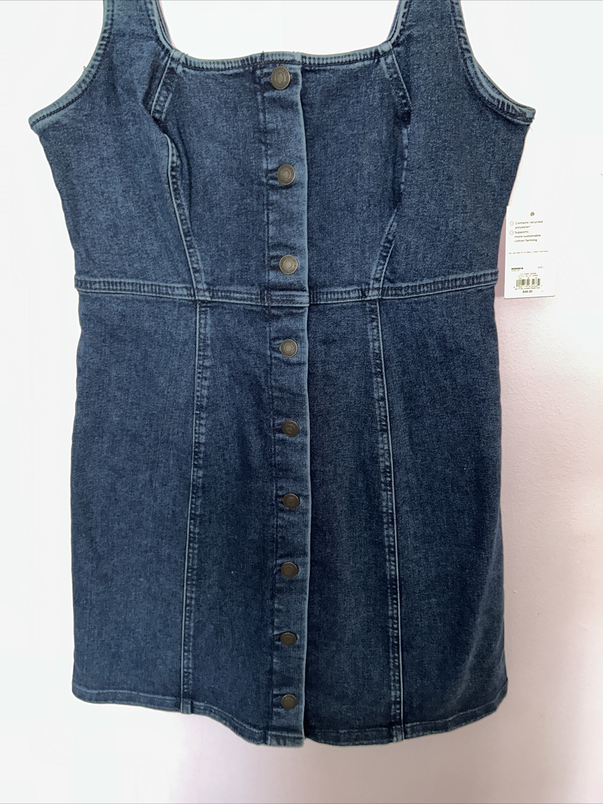 So Brand Blue Jean Denim Sleeveless Buttun up Dress Junior Size Large Nwt
