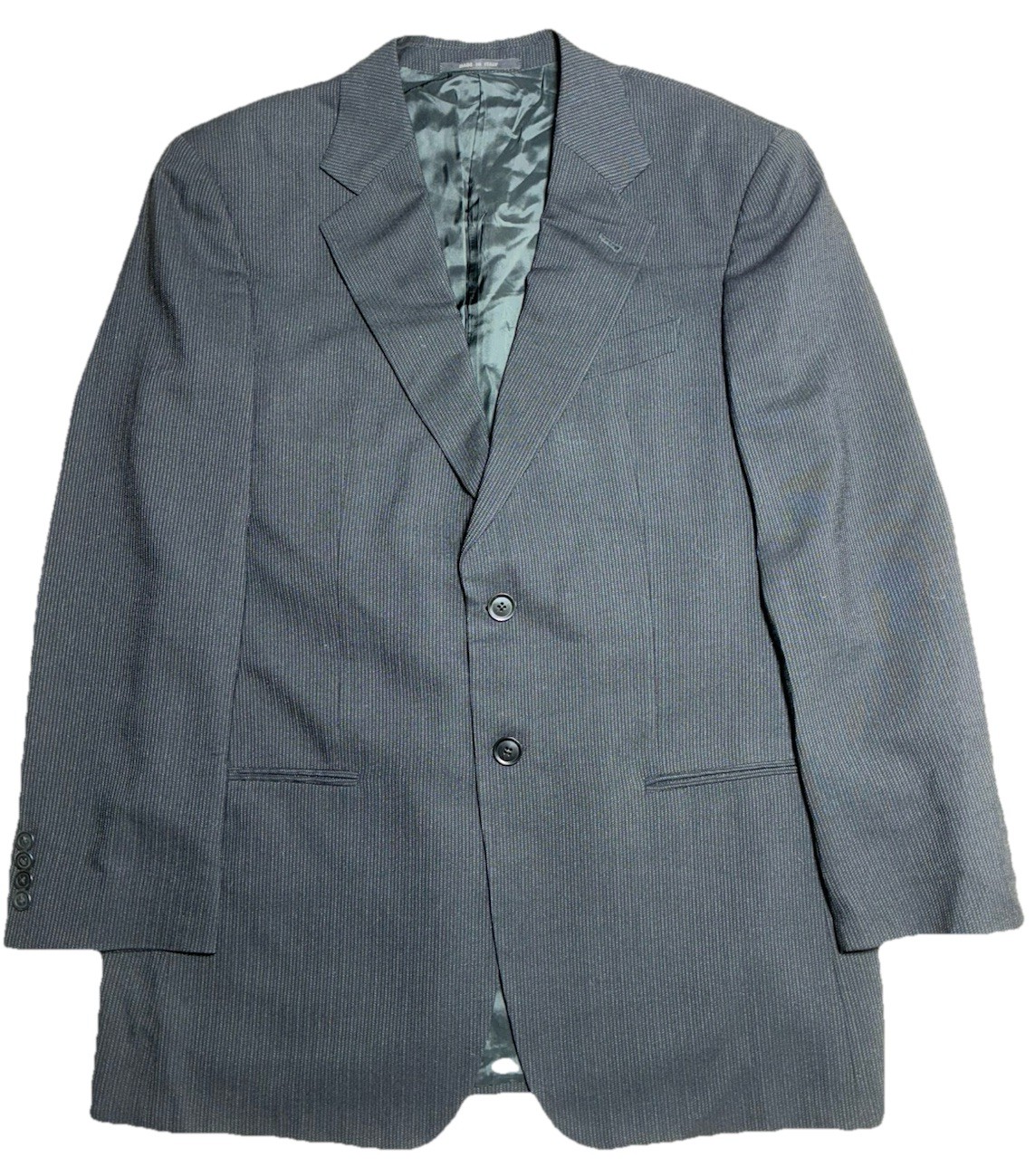 Armani Collezioni Saks Blazer Men’s 40R Charcoal Herringbone Wool Italy *hole