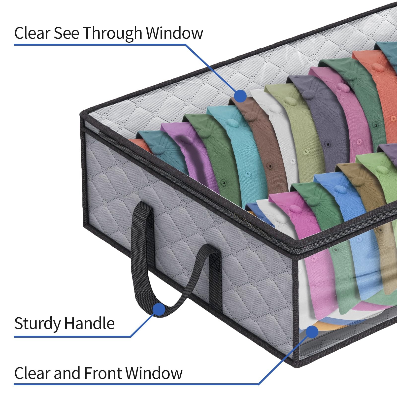 Fixwal Hat Storage Bags Wide 20 inches x 16 x 6.7 inches, grey