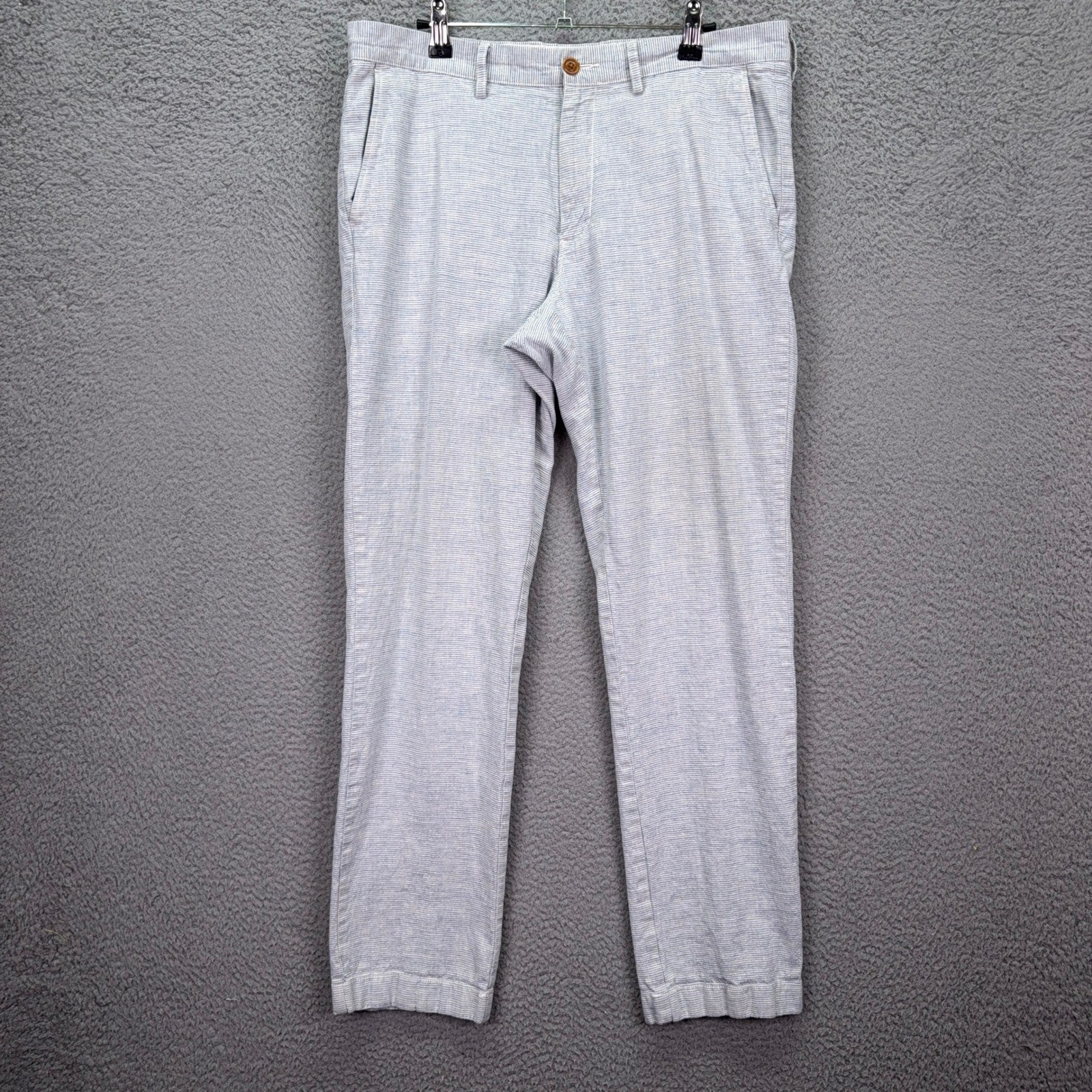 J.Crew Pants Mens 33×32 Blue White The Sutton Linen Cotton Quiet Luxury Office
