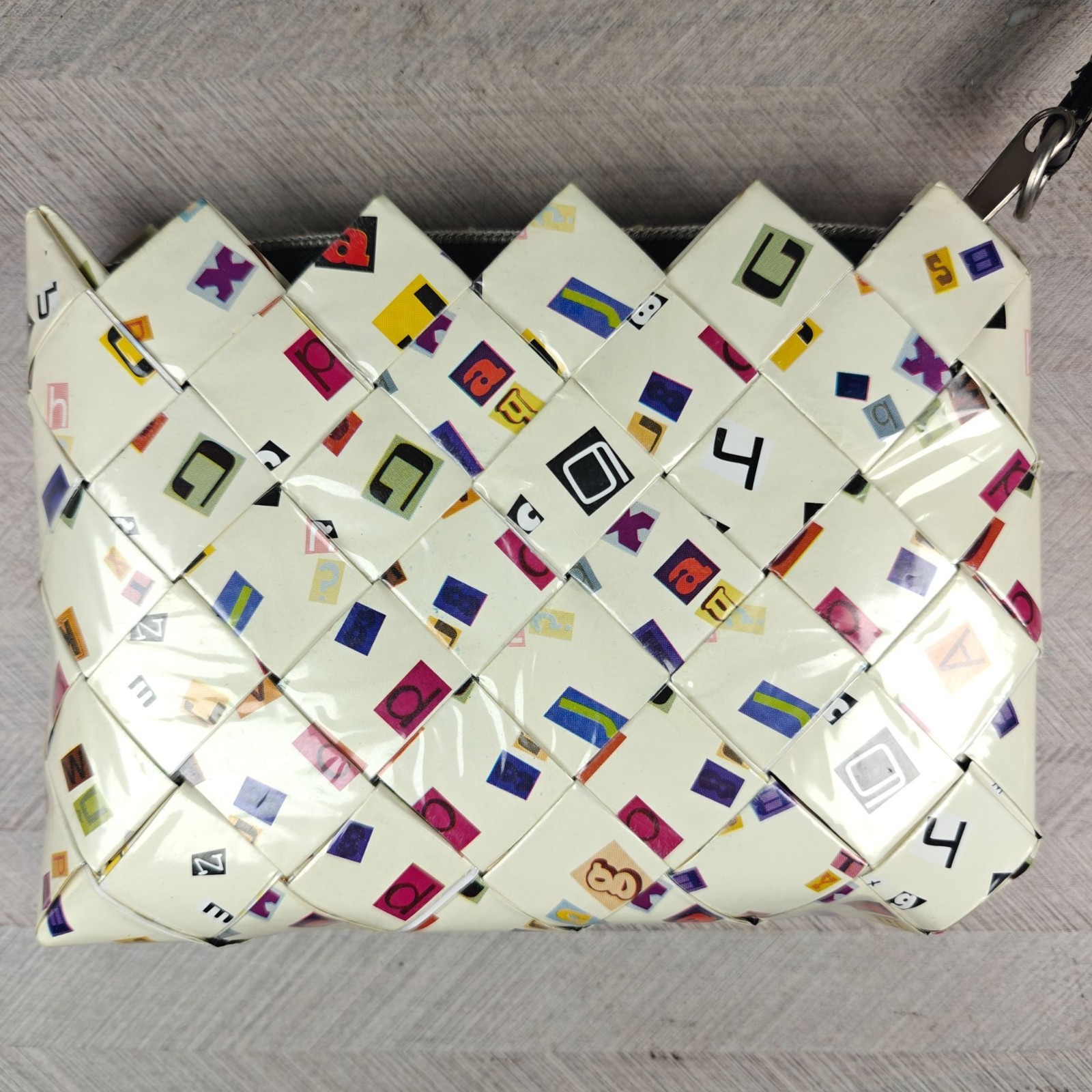 Nahui Ollin Woven Candy Wrapper Clutch Wristlet Zip Bag