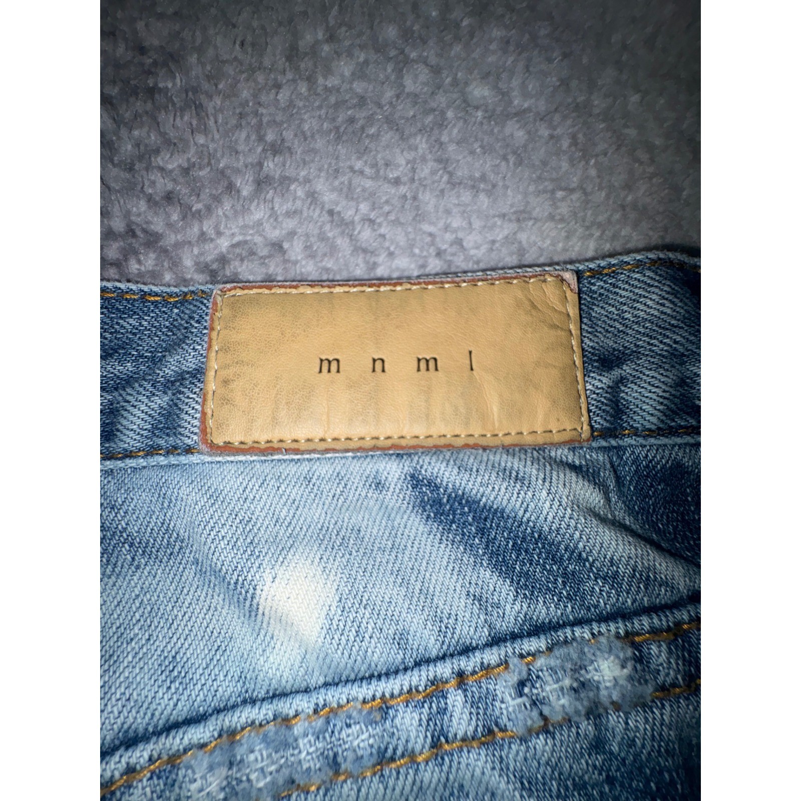 (B2) MNML Custom Bleach Splatter Distressed Cut Off Jeans Mens 34 Blue Street