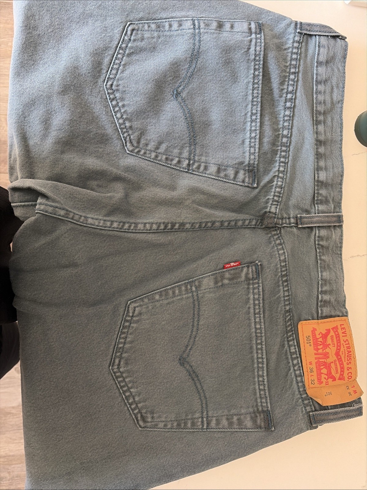 Levi’s Men’s 501 34×32 Original Straight Fit Jeans – Dark Wash Turquoise Color