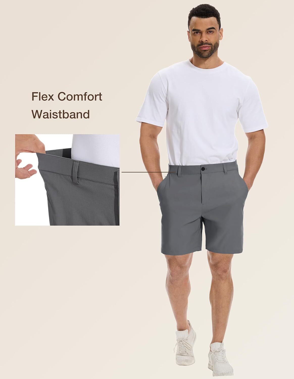 Men’s Stretch Shorts Waterproof Lightweight Qiuck Dry Hiking Big Tall Size Golf