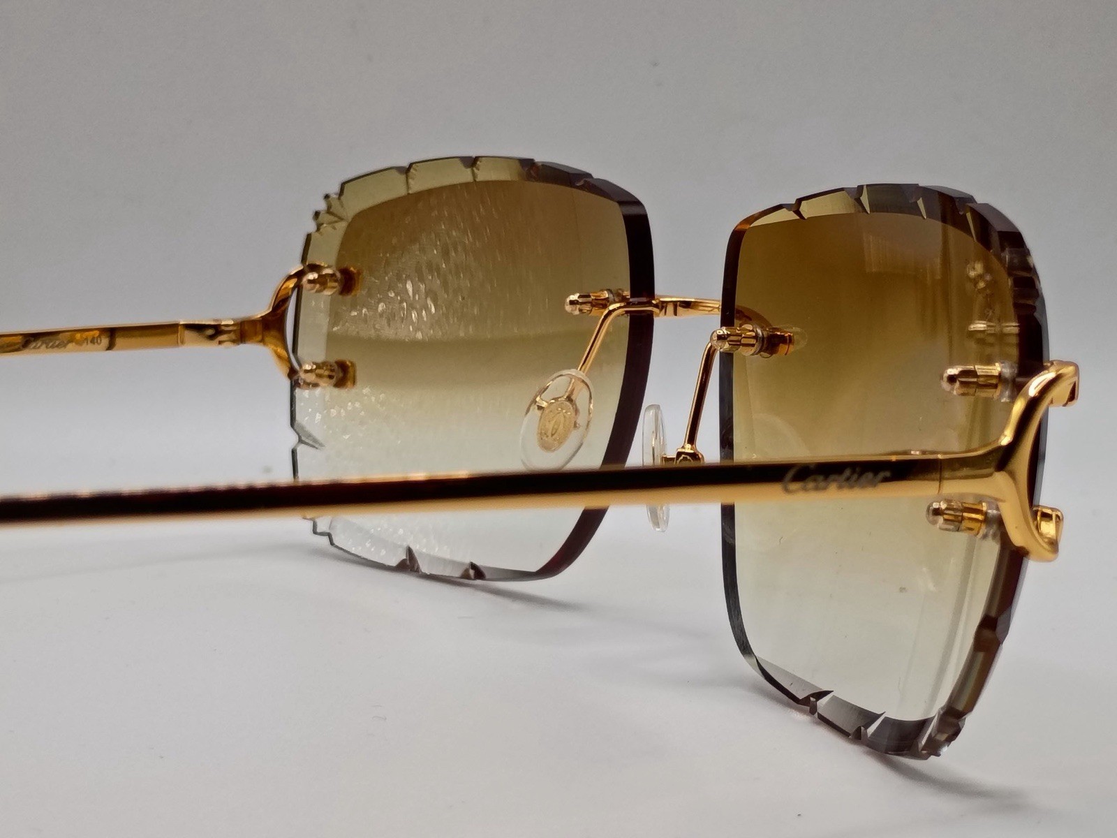 Cartier C Wire Diamond cut Gradient Brown Men’s Sunglasses Gold CT00920 001