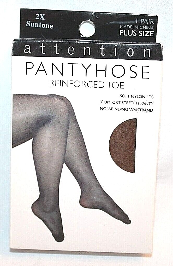 Attention Nylon Plus Size Pantyhose w/ Reinforced Toe Suntone – Pick Your Size
