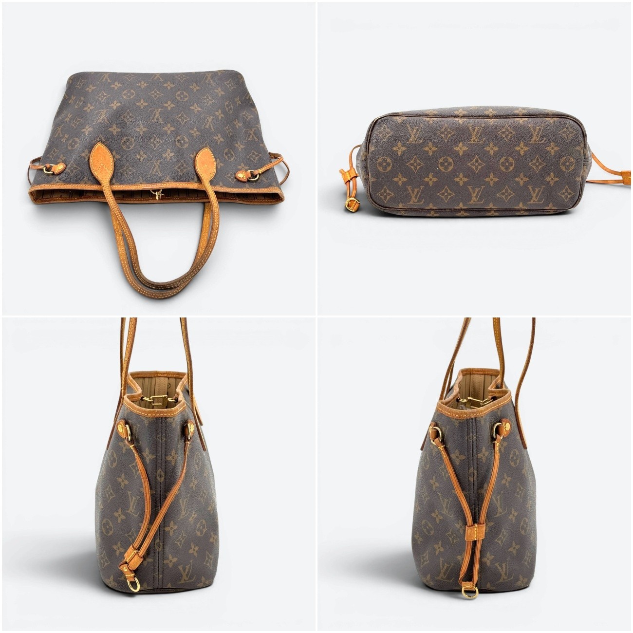 LOUIS VUITTON Neverfull PM Monogram Brown Shoulder Tote Bag M40155 KD433