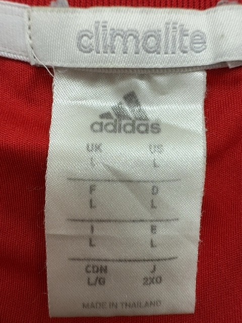 Adidas Jersey Red Soccer Climalite L Athletic Fit Moisture Wicking