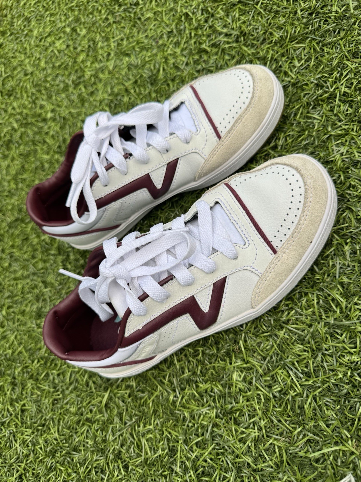 Vans Lowland CC Serio White Burgundy Gum Shoes Men 5 Women 6.5