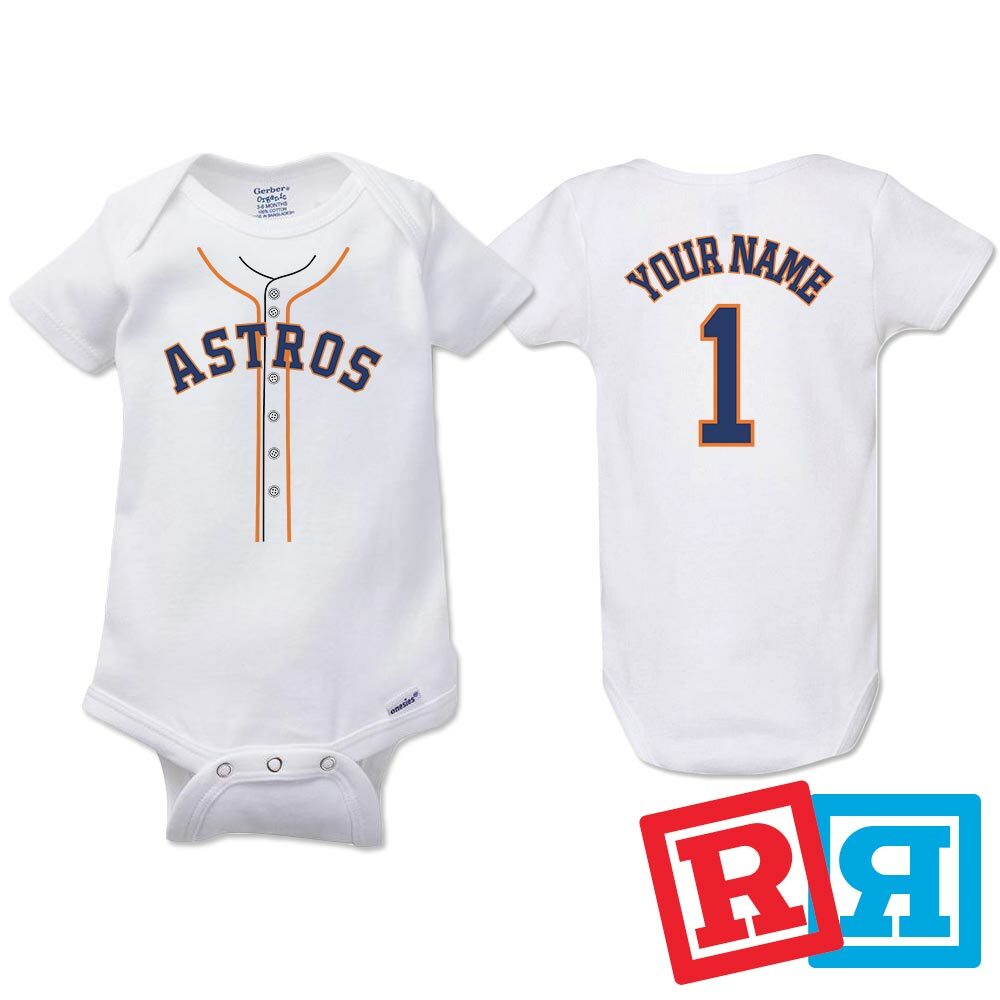 Personalized Houston Astros Gerber Baby Onesie® Cotton White Custom Bodysuit
