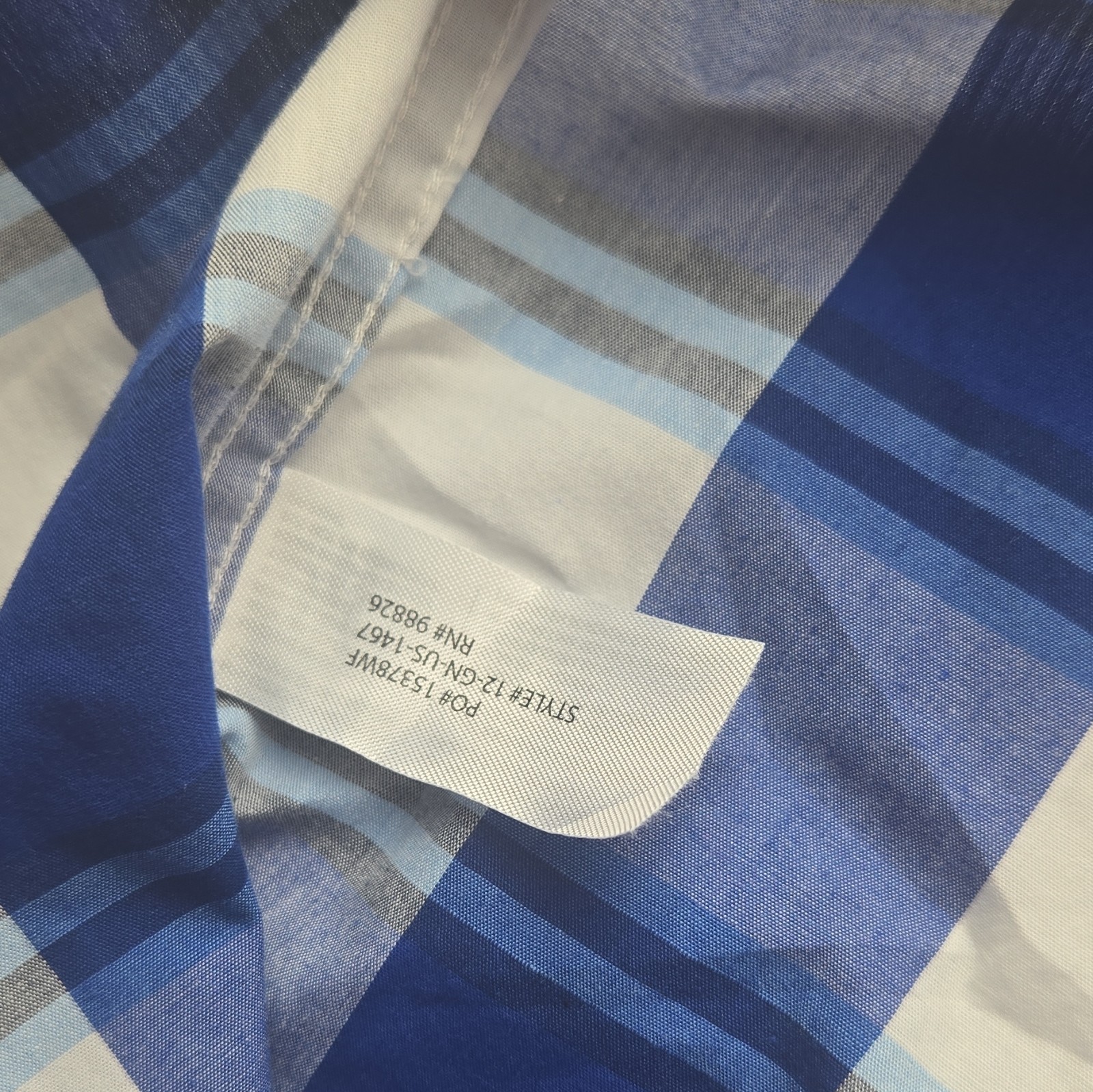 U.S. Polo Assn. Boys M (8) Blue/White Plaid Short Sleeve Collared Button-Up
