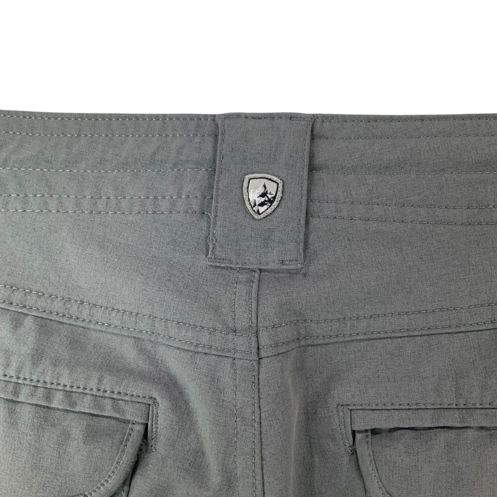KUHL Gray Cargo Pants 6 Short Button Zip Fly Mid Rise Straight Leg Roll Up Snaps