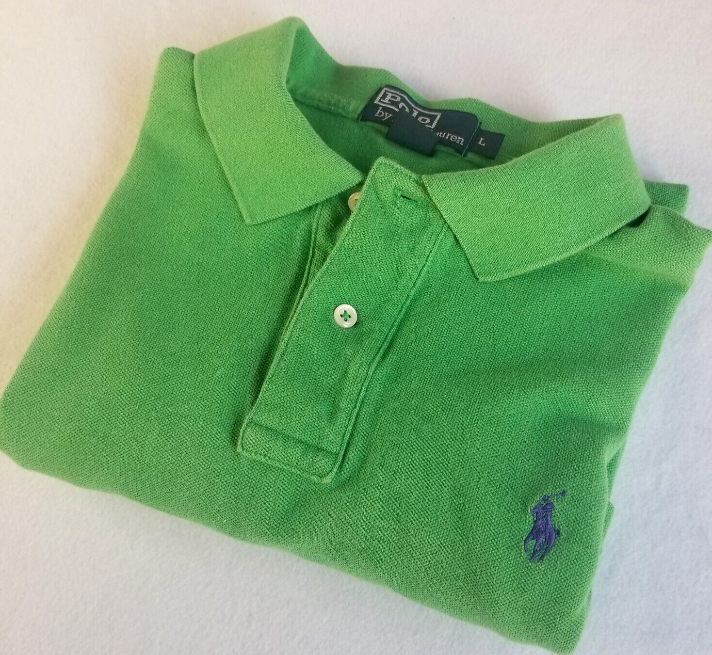 Polo Ralph Lauren Men’s L Golf Polo Shirt Green 100% Cotton Embroidered Pony
