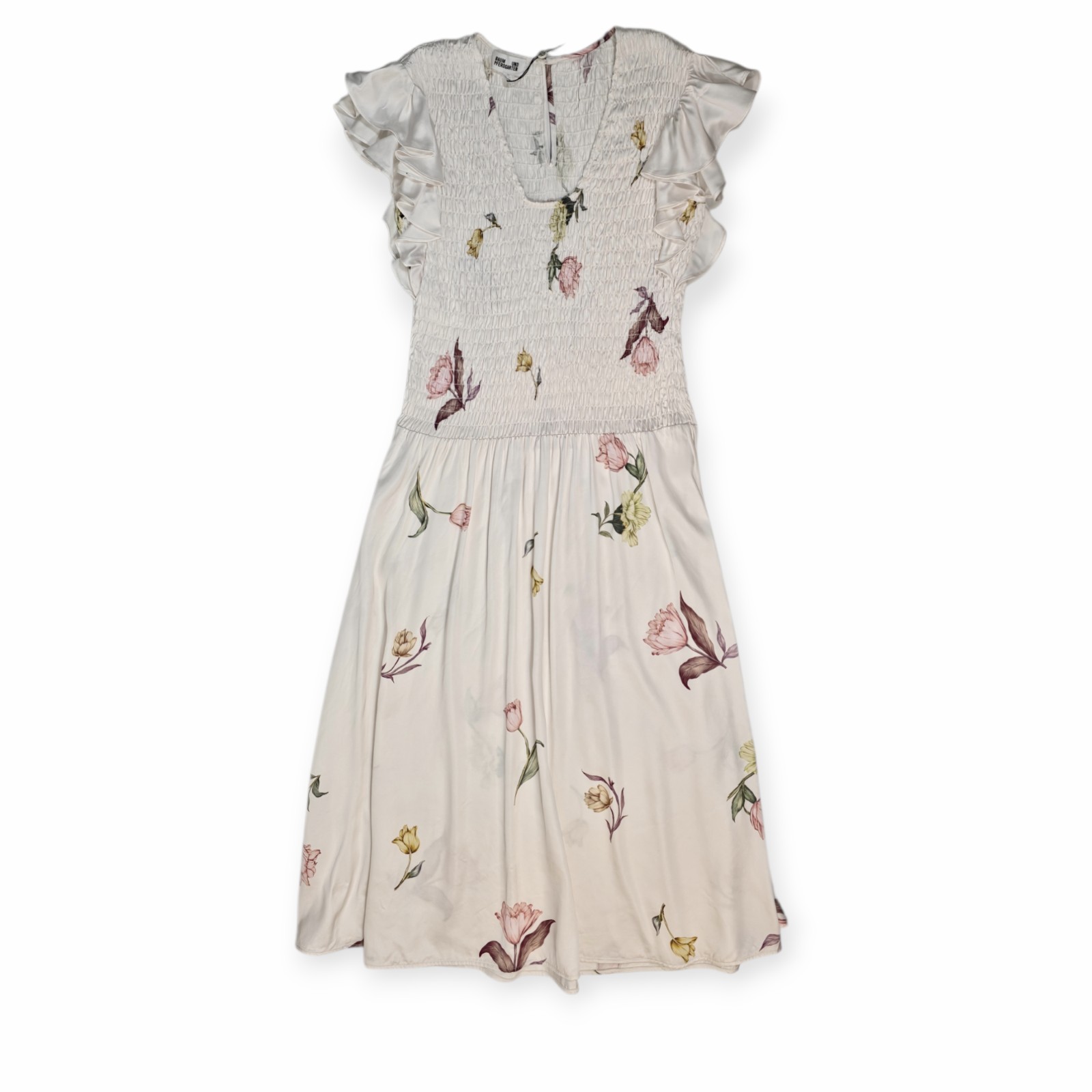 Baum und Pferdgarten Abrielle Midi Dress EU 36 US 4 White Floral Satin
