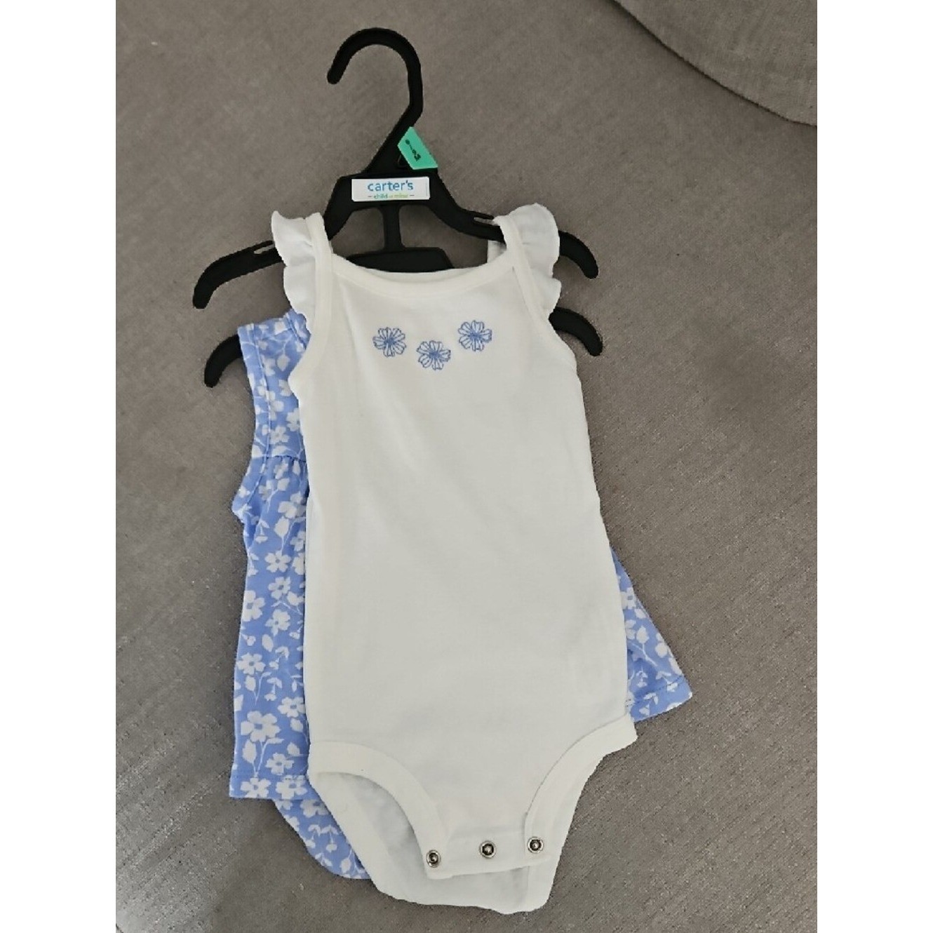 Carter’s 6-9 Months White Tank Bodysuit Light Blue Floral 3 pc lot girls