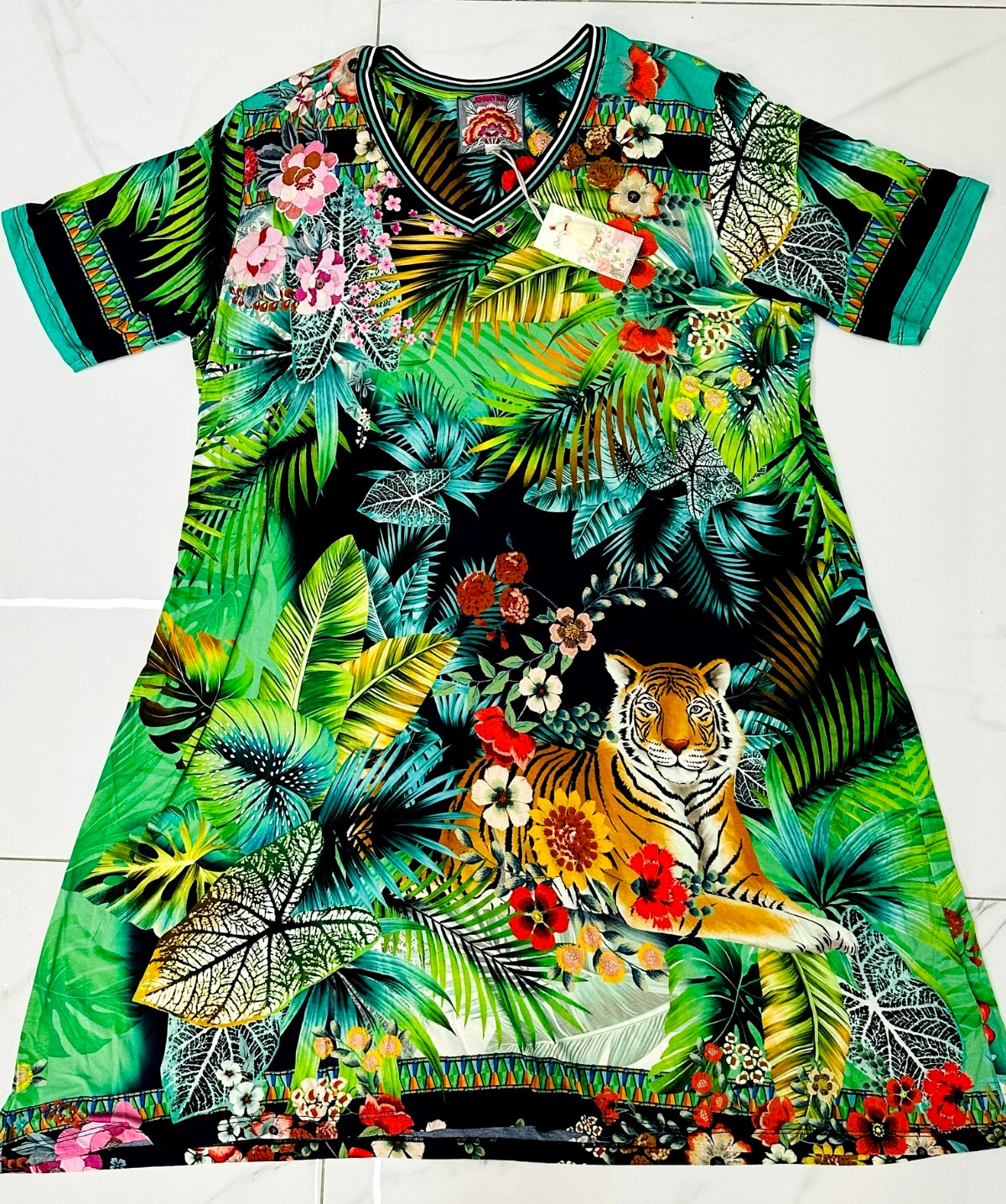 NEW Johnny Was Dress Short Sleeve Tiger Colorful YOUR CHOICE: 2XL or XS