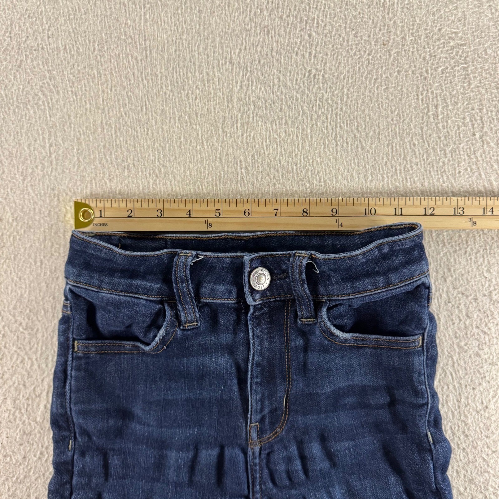 American Eagle Hi-Rise Jegging Womens 00 Short Blue Good Next Level Stretch