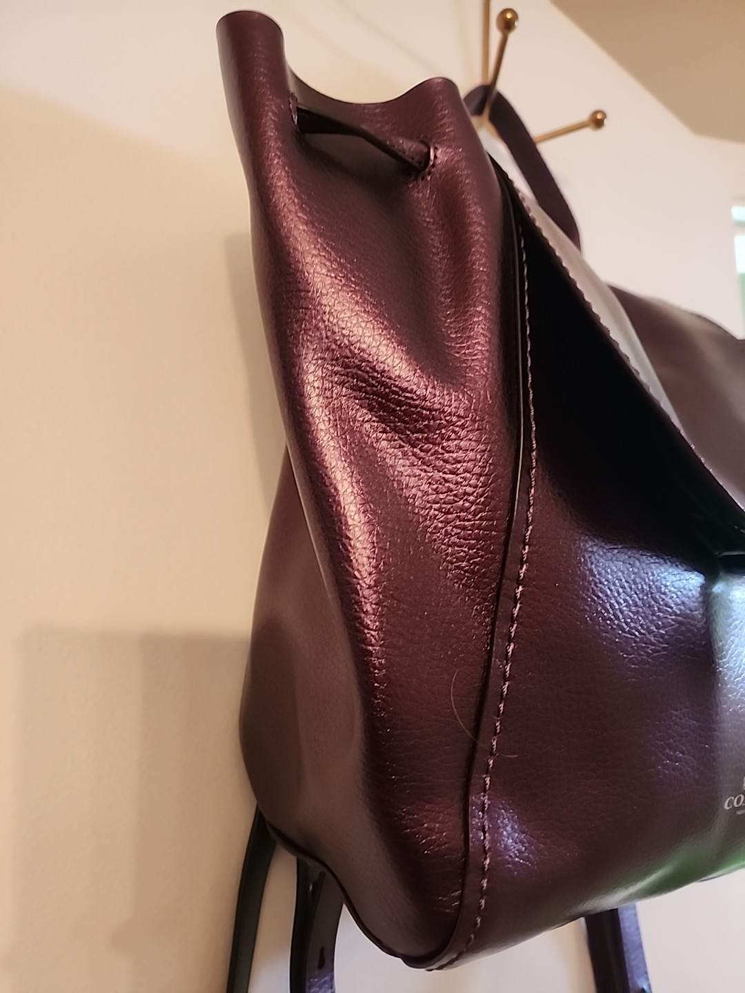Coach Derby Metallic Eggplant Purple Leather Backpack EUC