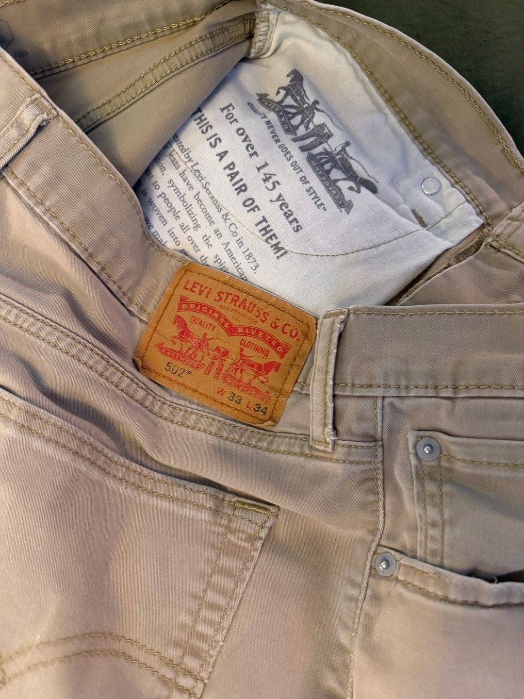 Levi’s 502 Regular Taper Fit Pants 34×34